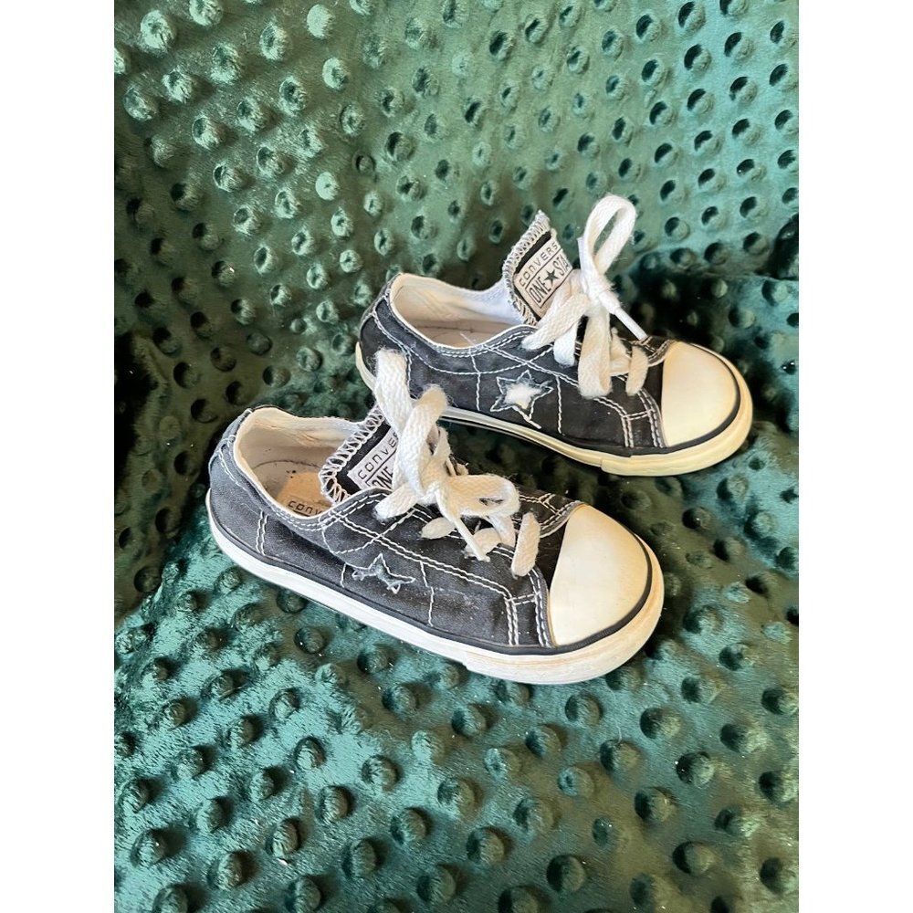 Converse All Star little kid size 9 9c black low top shoes sneakers
